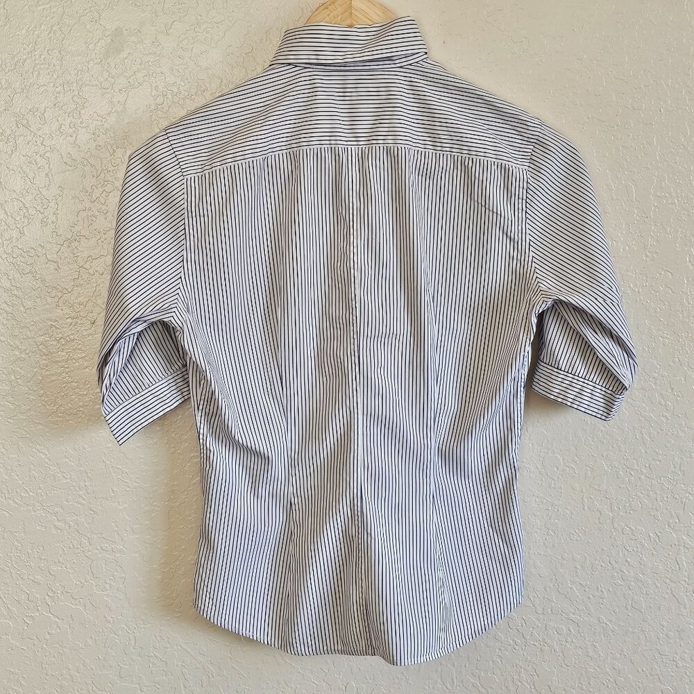 Ralph Lauren Womens Navy Blue & White Striped Button-Up Shirt Size 6 - Picture 2 of 6